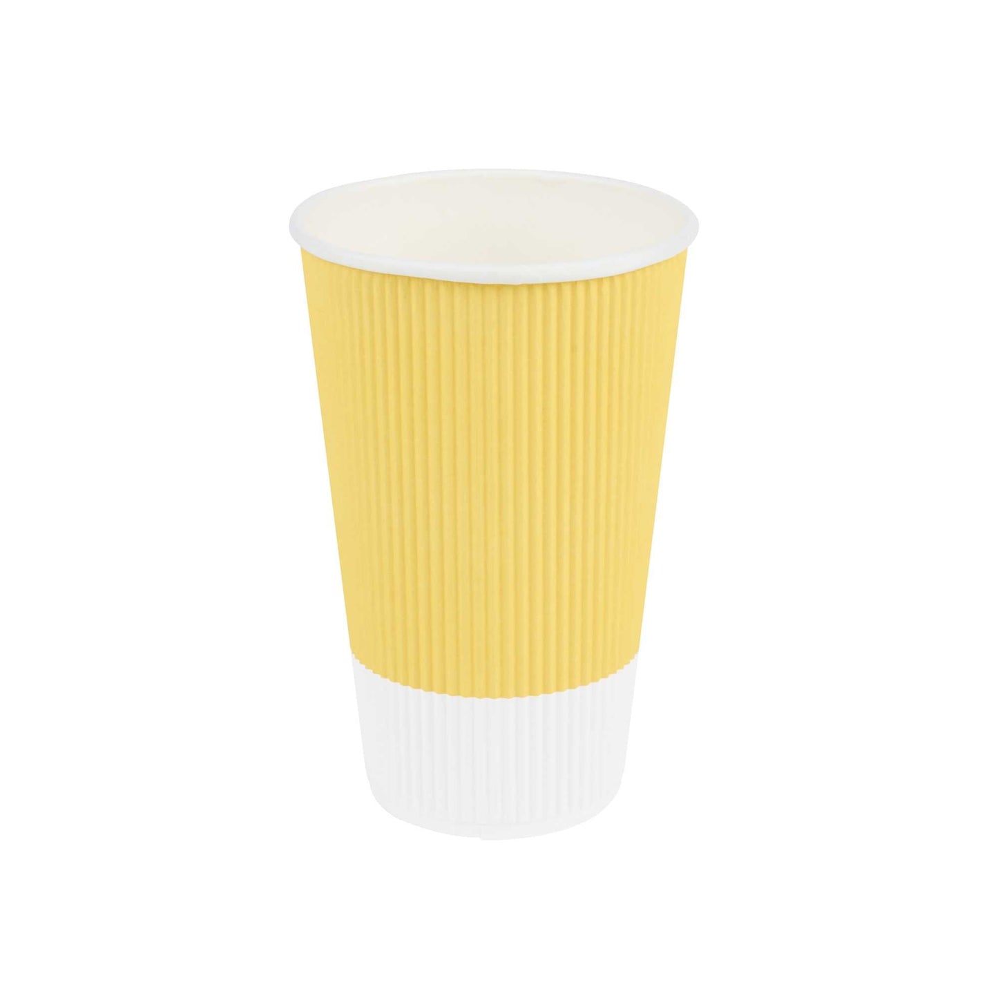 Restpresso 16 oz Light Yellow Paper Coffee Cup - Ripple Wall - 3 1/2" x 3 1/2" x 5 1/2" - 25 count box