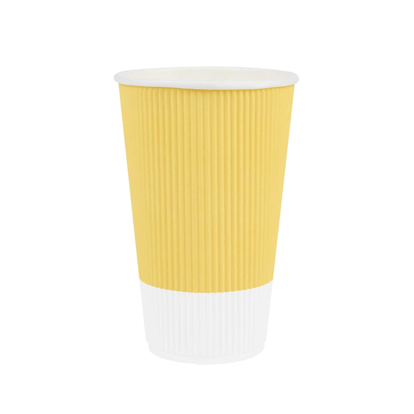 Restpresso 16 oz Light Yellow Paper Coffee Cup - Ripple Wall - 3 1/2" x 3 1/2" x 5 1/2" - 25 count box