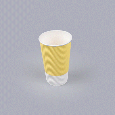 Restpresso 16 oz Light Yellow Paper Coffee Cup - Ripple Wall - 3 1/2" x 3 1/2" x 5 1/2" - 500 count box