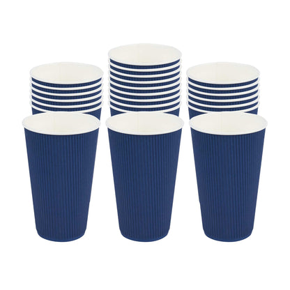 Restpresso 16 oz Midnight Blue Paper Coffee Cup - Ripple Wall - 3 1/2" x 3 1/2" x 5 1/2" - 500 count box
