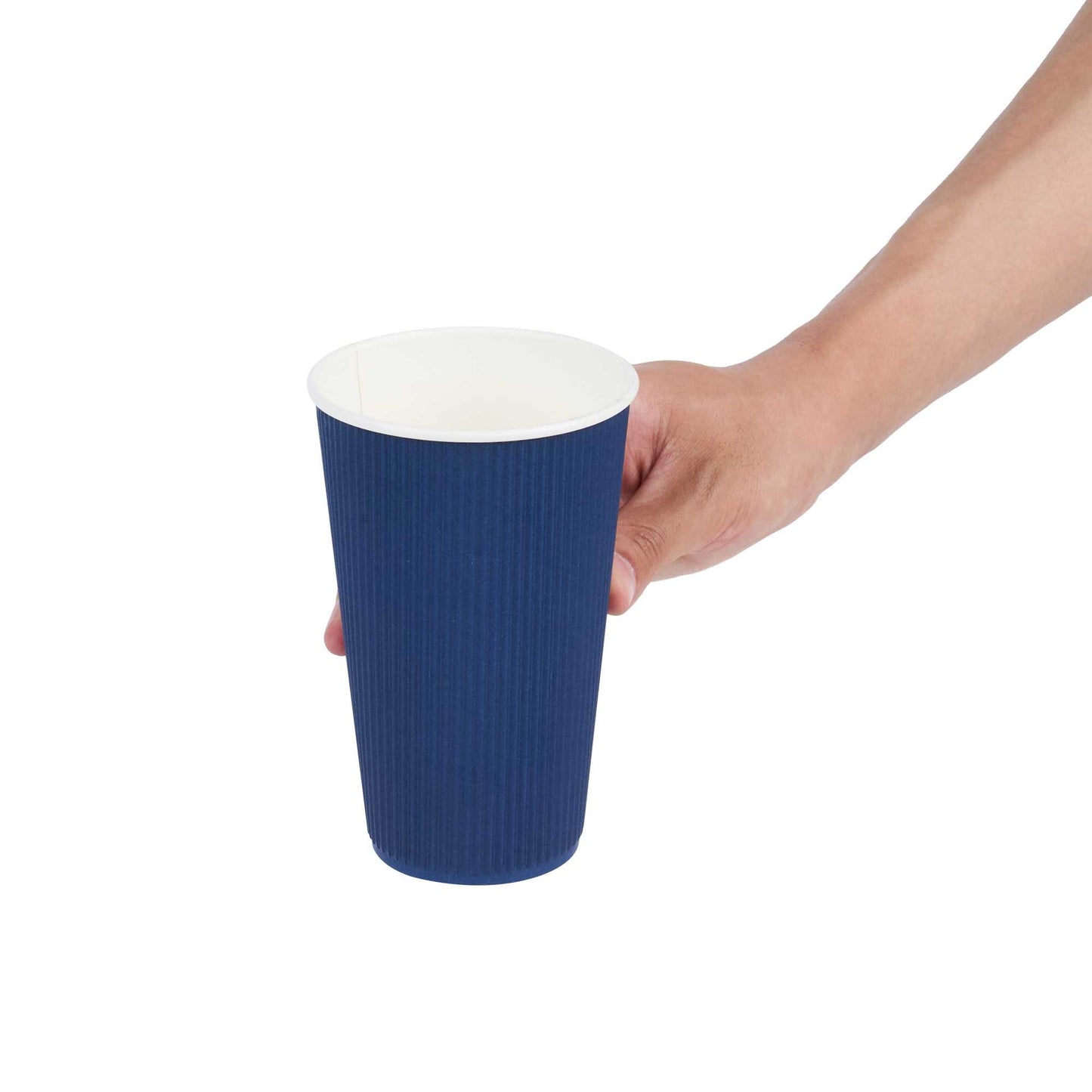 Restpresso 16 oz Midnight Blue Paper Coffee Cup - Ripple Wall - 3 1/2" x 3 1/2" x 5 1/2" - 500 count box