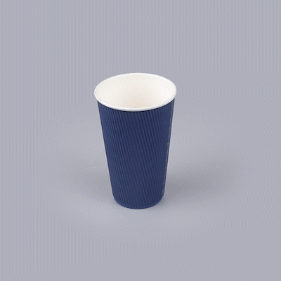 Restpresso 16 oz Midnight Blue Paper Coffee Cup - Ripple Wall - 3 1/2" x 3 1/2" x 5 1/2" - 500 count box