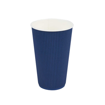 Restpresso 16 oz Midnight Blue Paper Coffee Cup - Ripple Wall - 3 1/2" x 3 1/2" x 5 1/2" - 500 count box