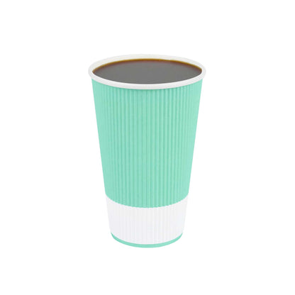 Restpresso 16 oz Light Green Paper Coffee Cup - Ripple Wall - 3 1/2" x 3 1/2" x 5 1/2" - 500 count box