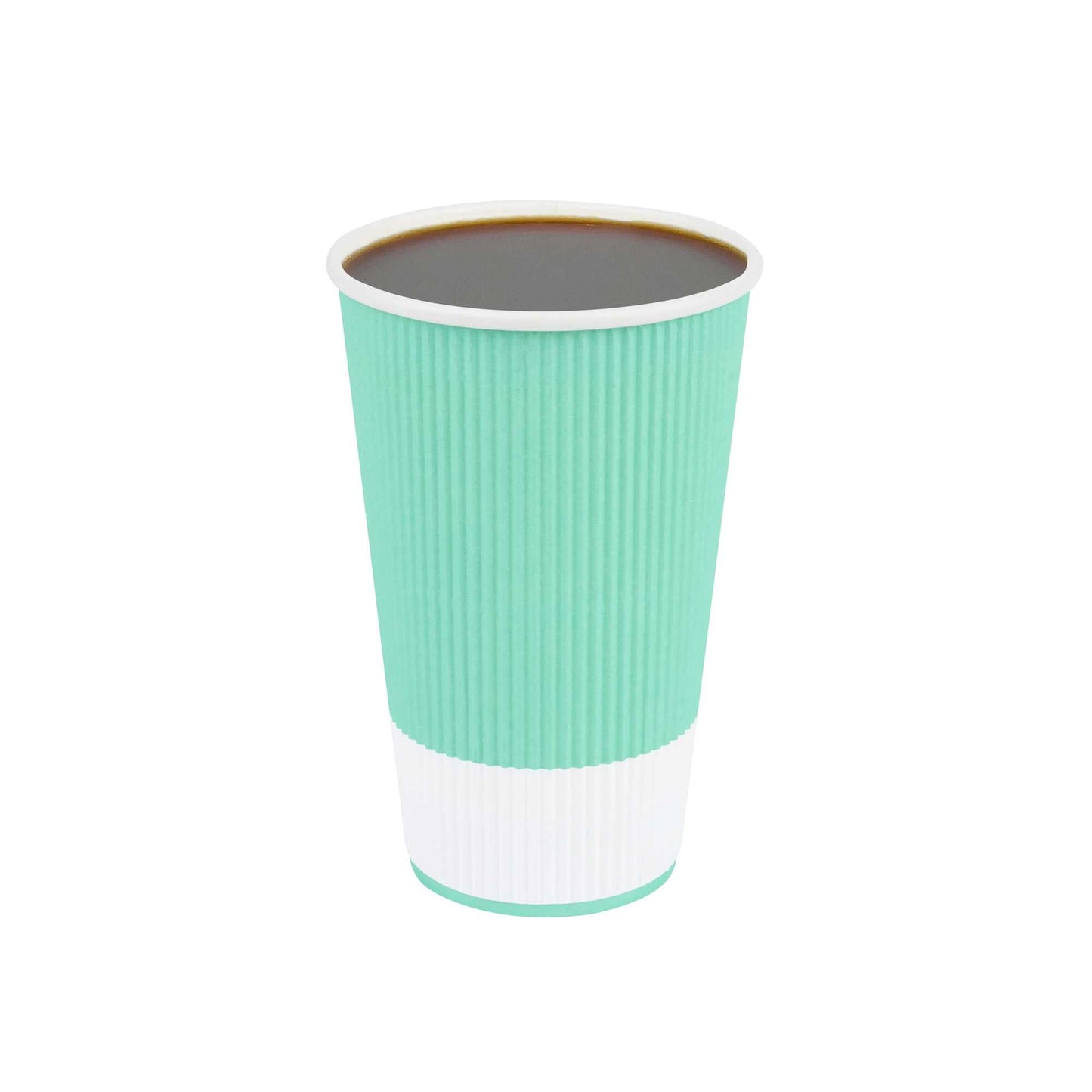 Restpresso 16 oz Light Green Paper Coffee Cup - Ripple Wall - 3 1/2" x 3 1/2" x 5 1/2" - 25 count box