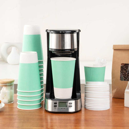 Restpresso 16 oz Light Green Paper Coffee Cup - Ripple Wall - 3 1/2" x 3 1/2" x 5 1/2" - 25 count box