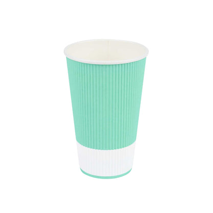 Restpresso 16 oz Light Green Paper Coffee Cup - Ripple Wall - 3 1/2" x 3 1/2" x 5 1/2" - 25 count box