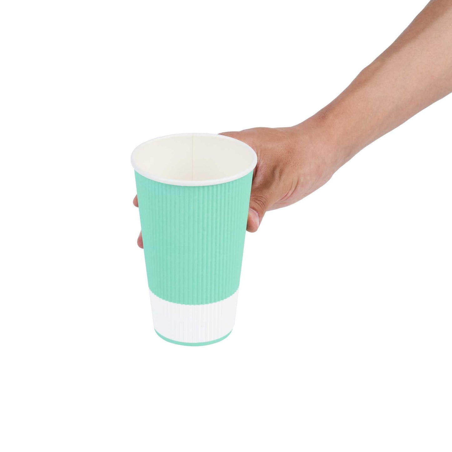Restpresso 16 oz Light Green Paper Coffee Cup - Ripple Wall - 3 1/2" x 3 1/2" x 5 1/2" - 500 count box