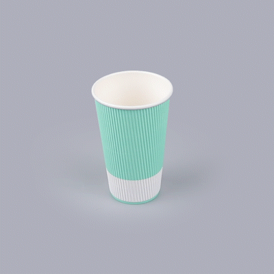 Restpresso 16 oz Light Green Paper Coffee Cup - Ripple Wall - 3 1/2" x 3 1/2" x 5 1/2" - 500 count box