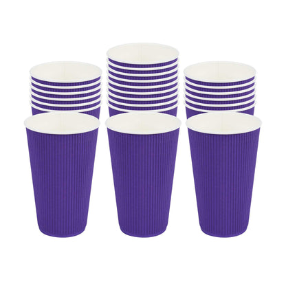 Restpresso 16 oz Royal Purple Paper Coffee Cup - Ripple Wall - 3 1/2" x 3 1/2" x 5 1/2" - 25 count box