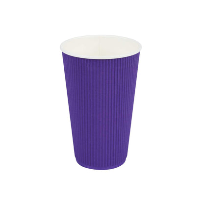 Restpresso 16 oz Royal Purple Paper Coffee Cup - Ripple Wall - 3 1/2" x 3 1/2" x 5 1/2" - 25 count box