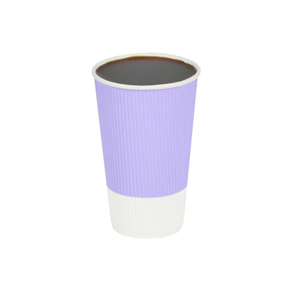 Restpresso 16 oz Light Purple Paper Coffee Cup - Ripple Wall - 3 1/2" x 3 1/2" x 5 1/2" - 25 count box