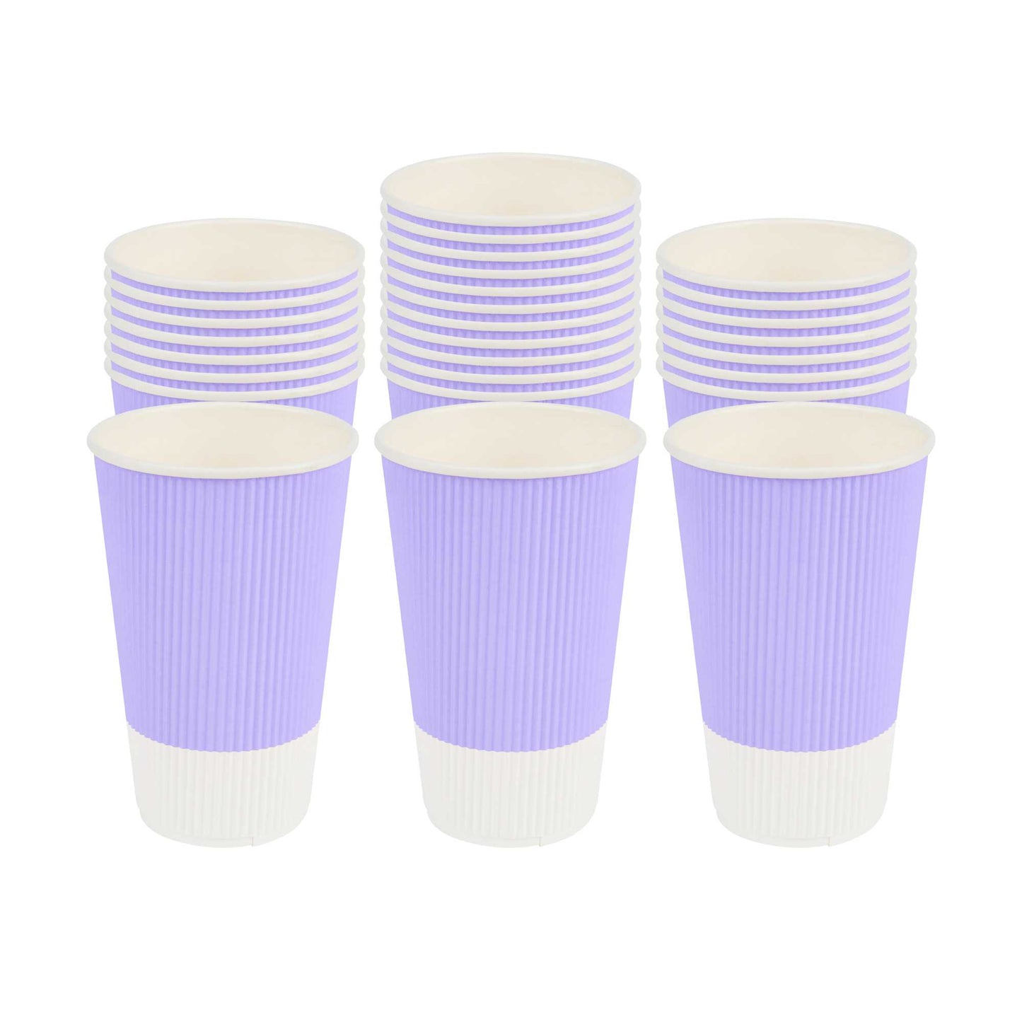 Restpresso 16 oz Light Purple Paper Coffee Cup - Ripple Wall - 3 1/2" x 3 1/2" x 5 1/2" - 25 count box