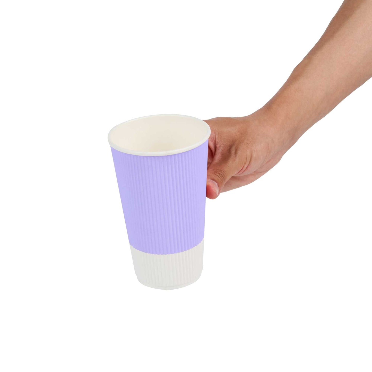 Restpresso 16 oz Light Purple Paper Coffee Cup - Ripple Wall - 3 1/2" x 3 1/2" x 5 1/2" - 500 count box