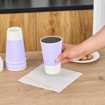 Restpresso 16 oz Light Purple Paper Coffee Cup - Ripple Wall - 3 1/2" x 3 1/2" x 5 1/2" - 500 count box