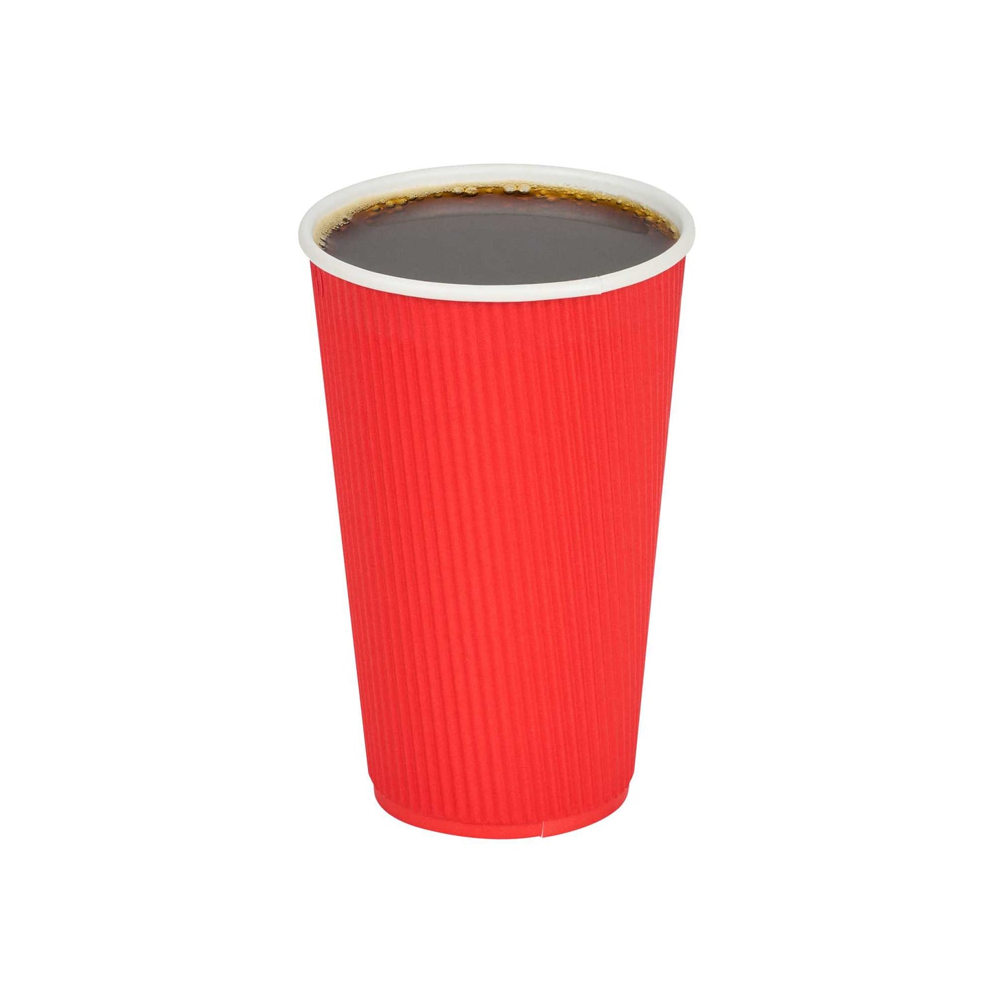 Restpresso 16 oz Red Paper Coffee Cup - Ripple Wall - 3 1/2" x 3 1/2" x 5 1/2" - 500 count box