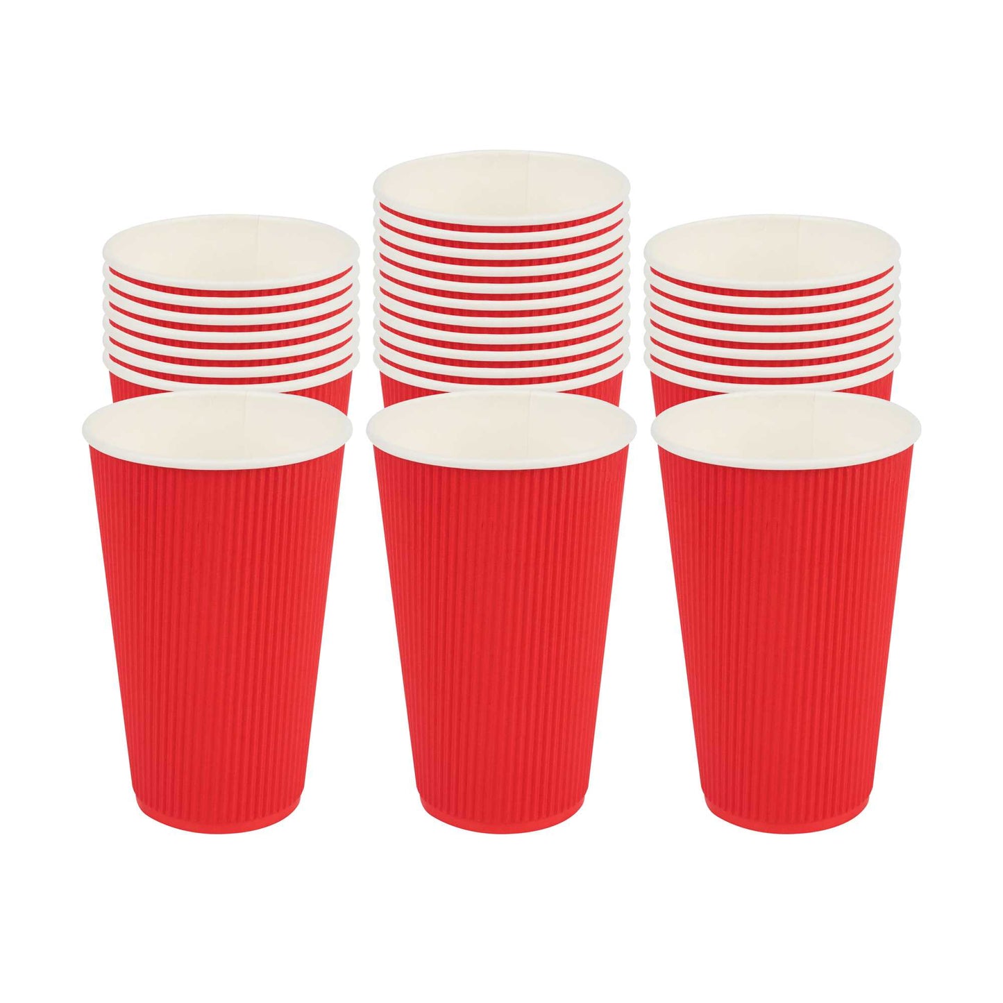 Restpresso 16 oz Red Paper Coffee Cup - Ripple Wall - 3 1/2" x 3 1/2" x 5 1/2" - 25 count box