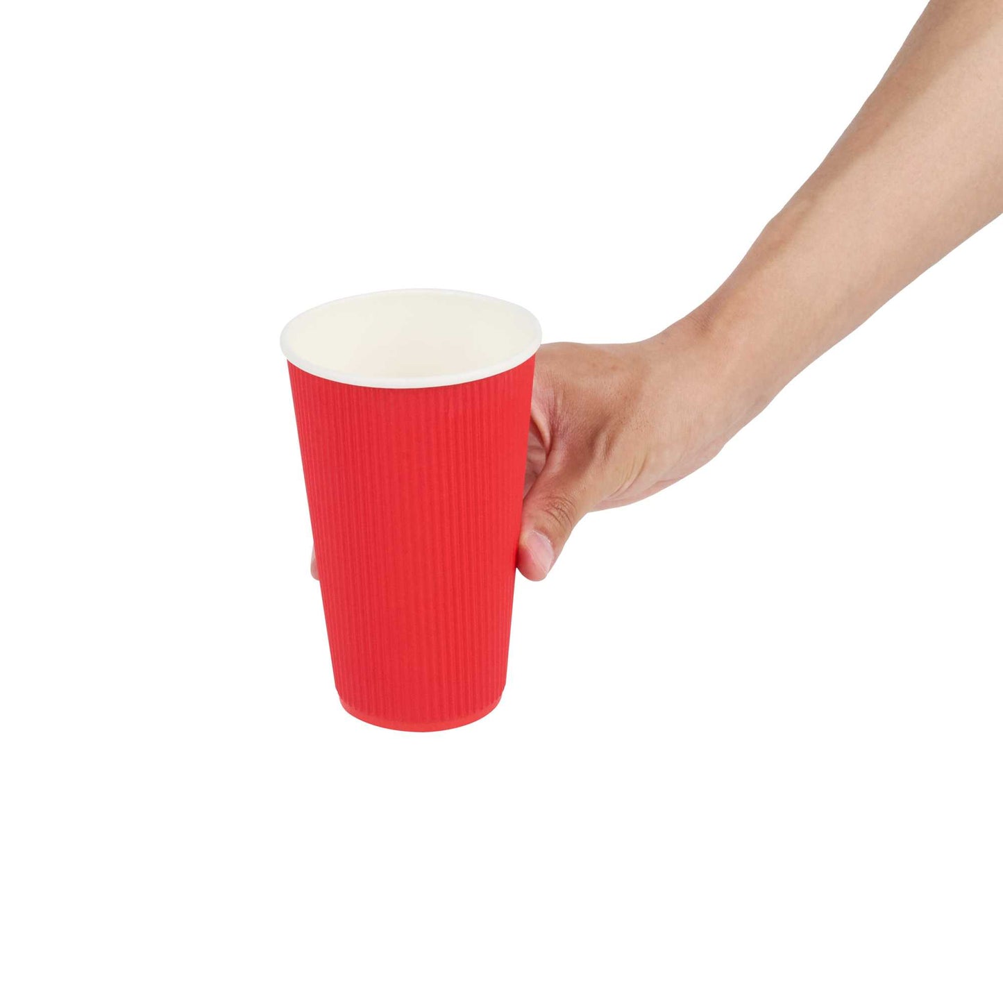 Restpresso 16 oz Red Paper Coffee Cup - Ripple Wall - 3 1/2" x 3 1/2" x 5 1/2" - 500 count box