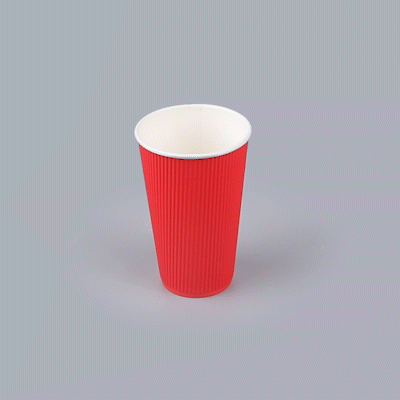 Restpresso 16 oz Red Paper Coffee Cup - Ripple Wall - 3 1/2" x 3 1/2" x 5 1/2" - 500 count box