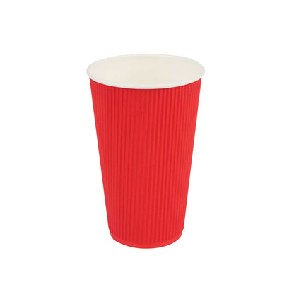 Restpresso 16 oz Red Paper Coffee Cup - Ripple Wall - 3 1/2" x 3 1/2" x 5 1/2" - 500 count box