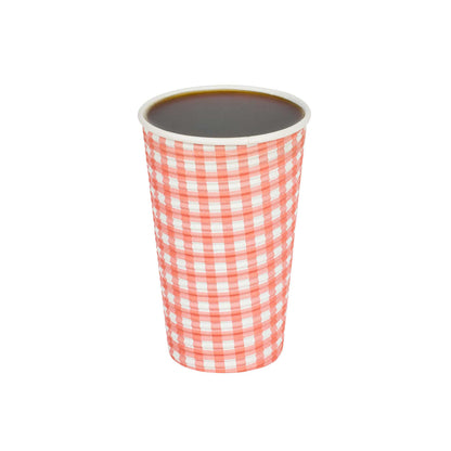 Restpresso 16 oz Picnic Print Paper Coffee Cup - Spiral Wall - 3 1/2" x 3 1/2" x 5 1/2" - 500 count box