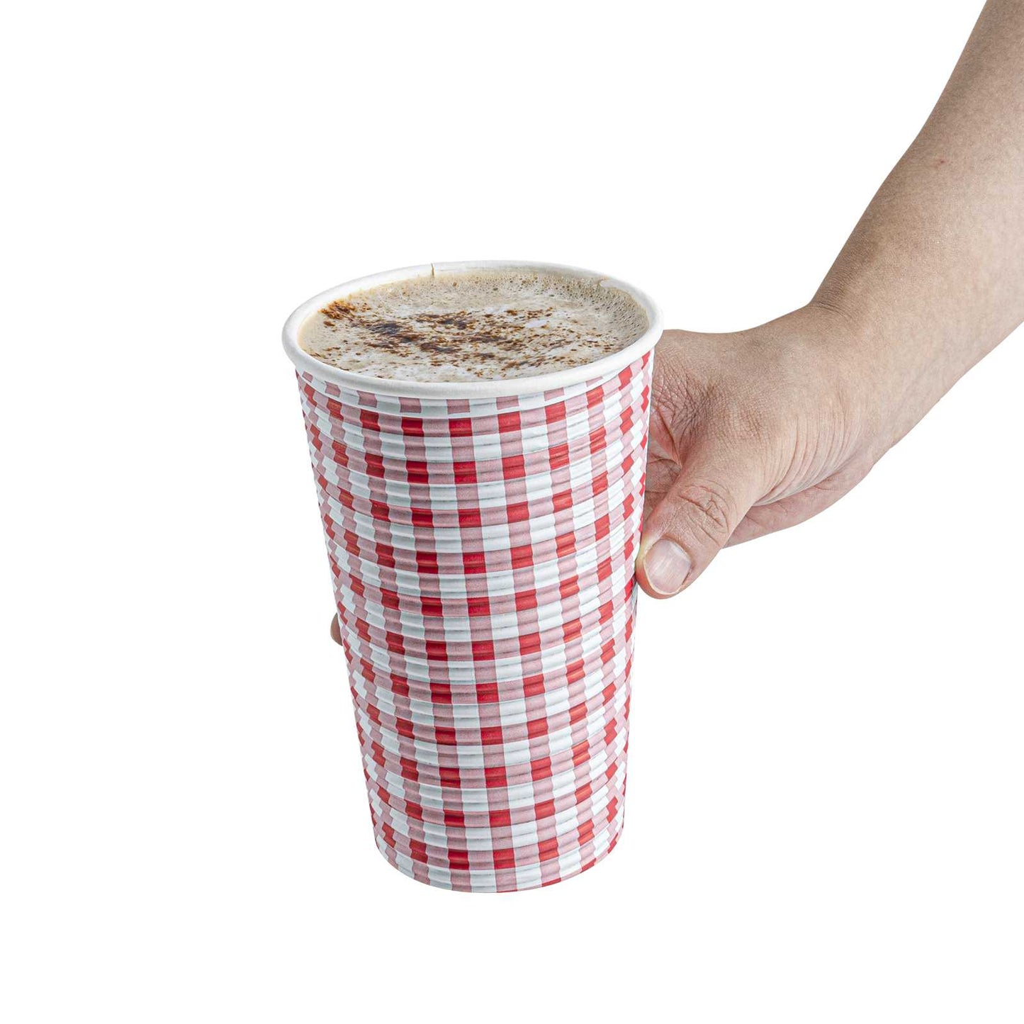 Restpresso 16 oz Picnic Print Paper Coffee Cup - Spiral Wall - 3 1/2" x 3 1/2" x 5 1/2" - 25 count box