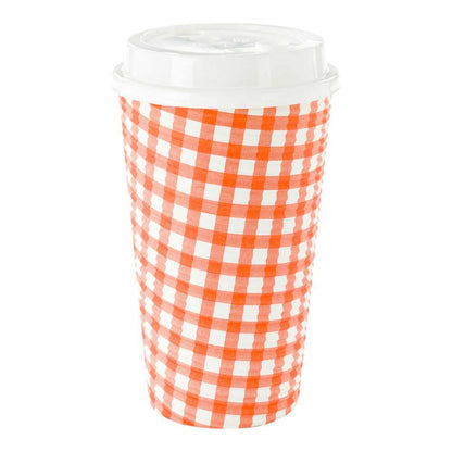 Restpresso 16 oz Picnic Print Paper Coffee Cup - Spiral Wall - 3 1/2" x 3 1/2" x 5 1/2" - 25 count box