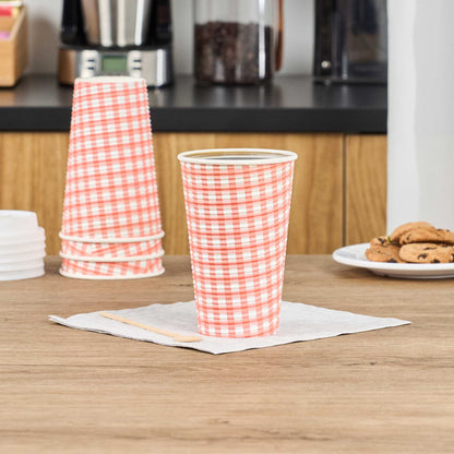 Restpresso 16 oz Picnic Print Paper Coffee Cup - Spiral Wall - 3 1/2" x 3 1/2" x 5 1/2" - 500 count box