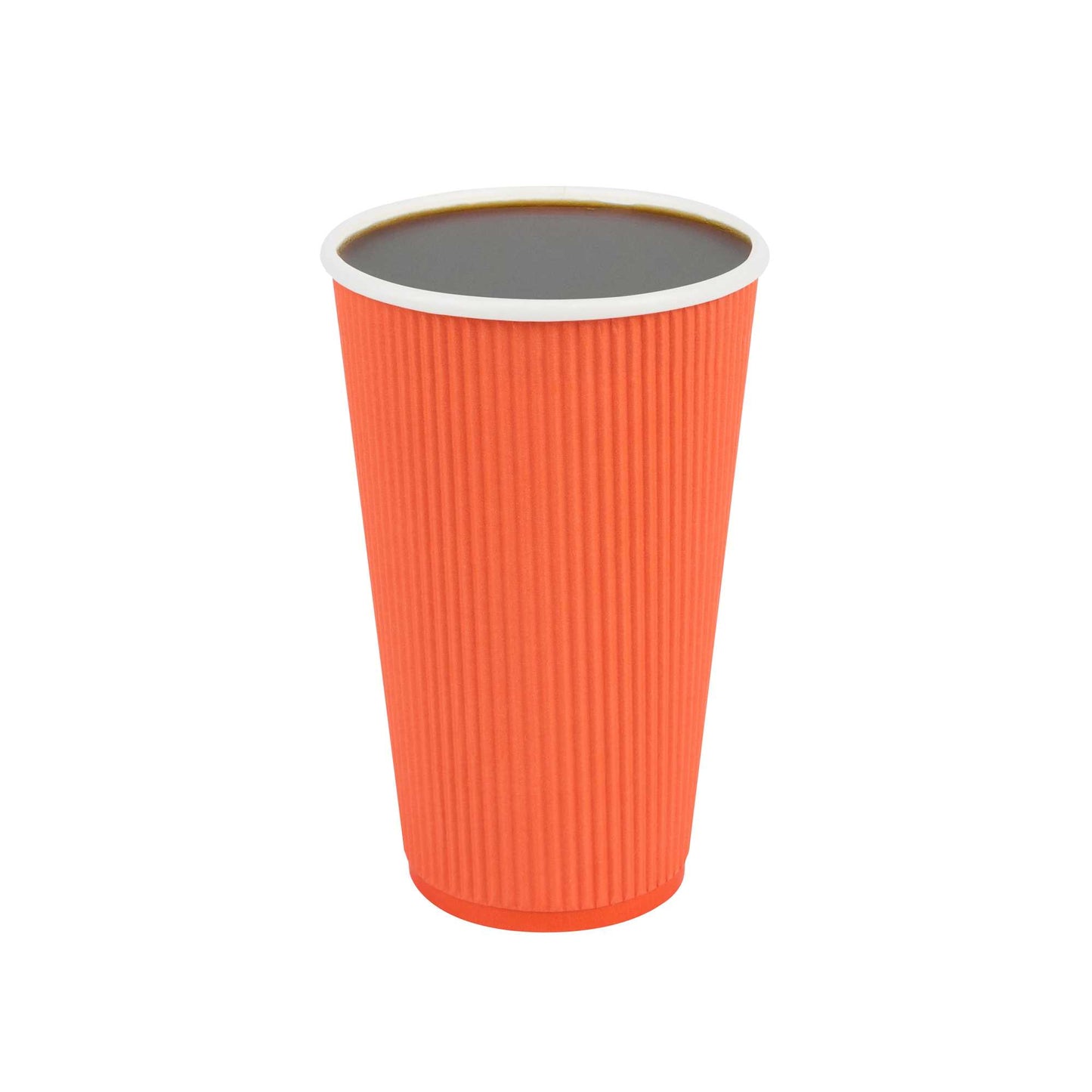 Restpresso 16 oz Tangerine Orange Paper Coffee Cup - Ripple Wall - 3 1/2" x 3 1/2" x 5 1/2" - 25 count box
