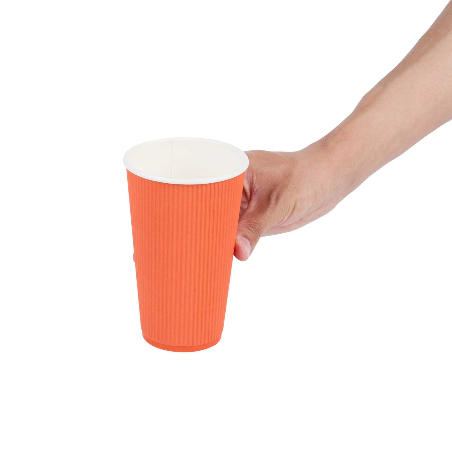 Restpresso 16 oz Tangerine Orange Paper Coffee Cup - Ripple Wall - 3 1/2" x 3 1/2" x 5 1/2" - 25 count box