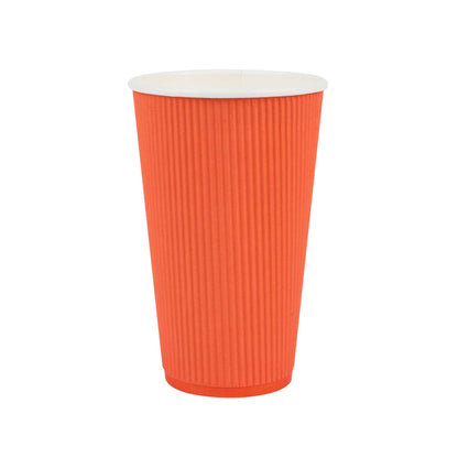 Restpresso 16 oz Tangerine Orange Paper Coffee Cup - Ripple Wall - 3 1/2" x 3 1/2" x 5 1/2" - 25 count box