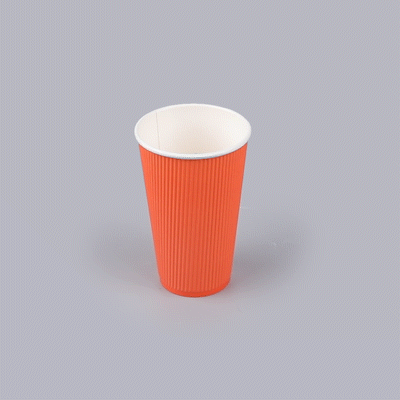 Restpresso 16 oz Tangerine Orange Paper Coffee Cup - Ripple Wall - 3 1/2" x 3 1/2" x 5 1/2" - 500 count box