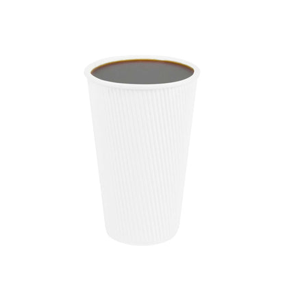 Restpresso 16 oz White Paper Coffee Cup - Ripple Wall - 3 1/2" x 3 1/2" x 5 1/2" - 500 count box