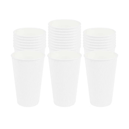 Restpresso 16 oz White Paper Coffee Cup - Ripple Wall - 3 1/2" x 3 1/2" x 5 1/2" - 25 count box