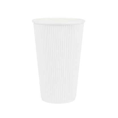 Restpresso 16 oz White Paper Coffee Cup - Ripple Wall - 3 1/2" x 3 1/2" x 5 1/2" - 25 count box