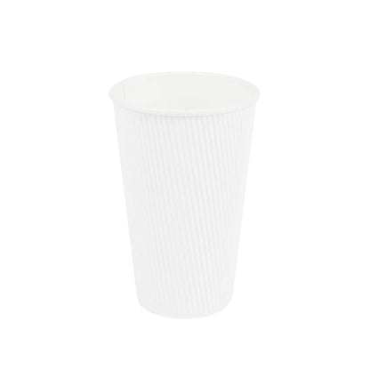 Restpresso 16 oz White Paper Coffee Cup - Ripple Wall - 3 1/2" x 3 1/2" x 5 1/2" - 500 count box