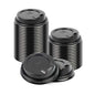 Restpresso Black Plastic Coffee Cup Lid - Fits 4 oz - 2 1/2" x 2 1/2" x 1/2" - 25 count box