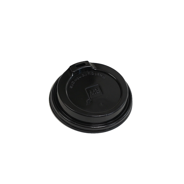 Restpresso Black Plastic Coffee Cup Lid - Elevated Spout, Fits 8, 12, 16 and 20 oz - 25 count box
