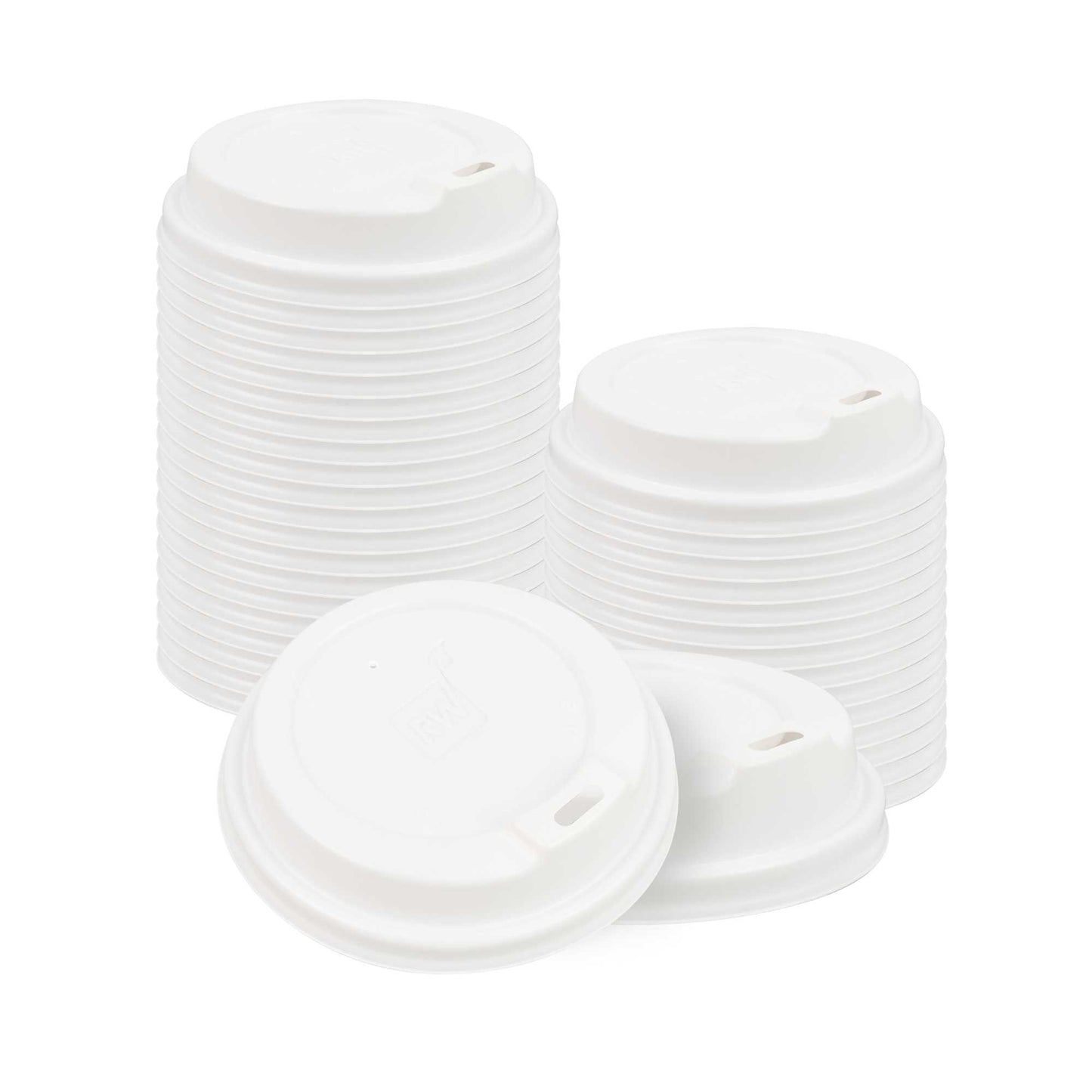 Restpresso White Plastic Coffee Cup Lid - Elevated Spout, Fits 8, 12, 16 and 20 oz - 25 count box