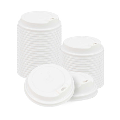 Restpresso White Plastic Coffee Cup Lid - Elevated Spout, Fits 8, 12, 16 and 20 oz - 25 count box