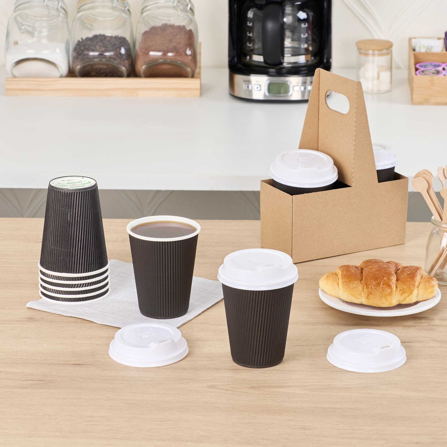 Restpresso White Plastic Coffee Cup Lid - Elevated Spout, Fits 8, 12, 16 and 20 oz - 500 count box