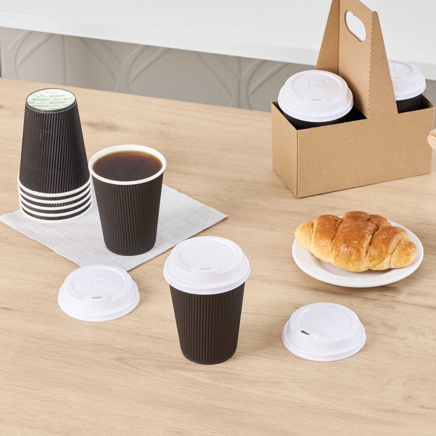 Restpresso White Plastic Coffee Cup Lid - Elevated Spout, Fits 8, 12, 16 and 20 oz - 500 count box