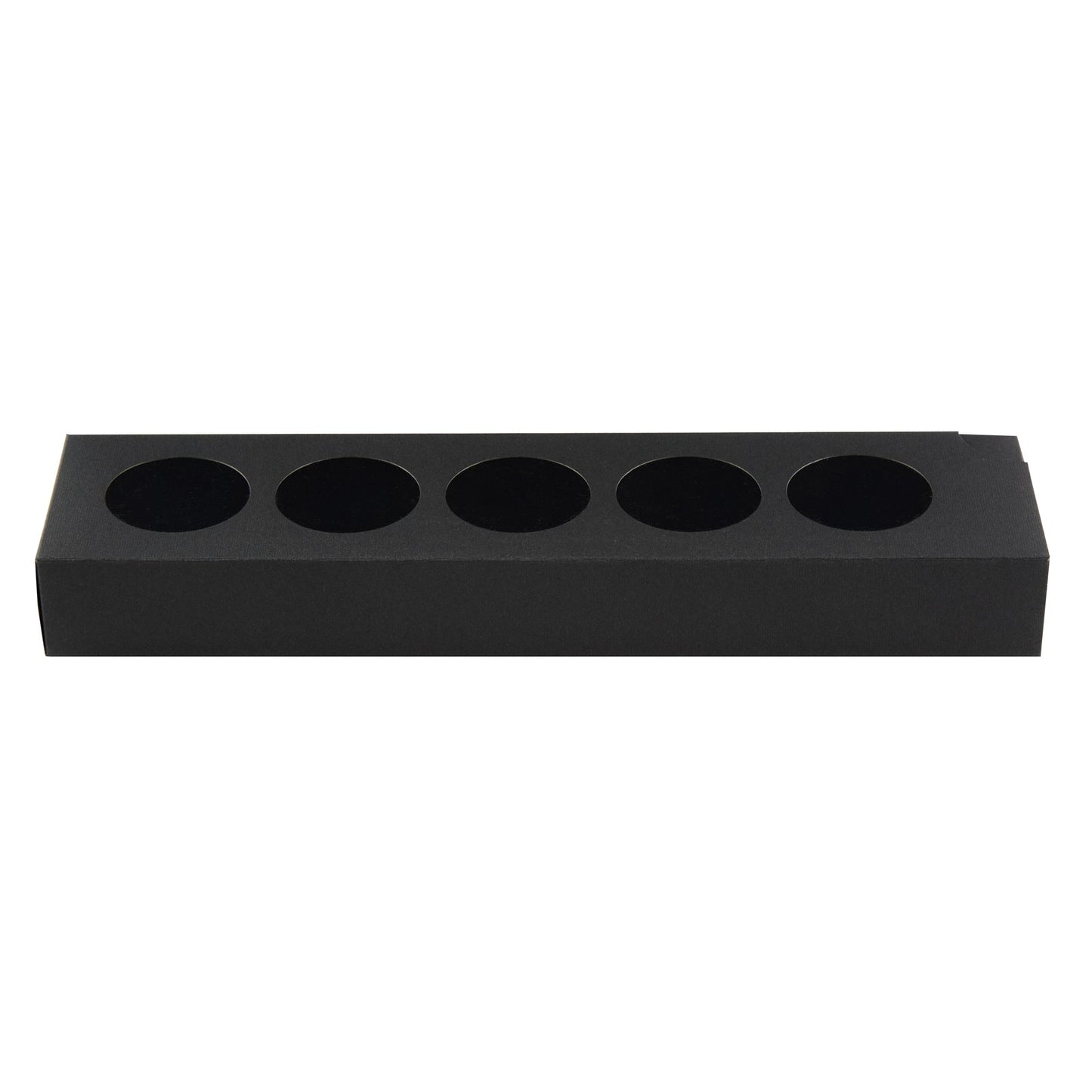 Valentino Rectangle Black Paper Macaron Box - Holds 5 Macarons - 12" x 3" x 1 1/2" - 100 count box