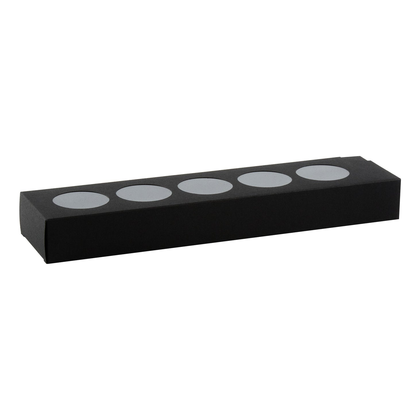 Valentino Rectangle Black Paper Macaron Box - Holds 5 Macarons - 12" x 3" x 1 1/2" - 100 count box