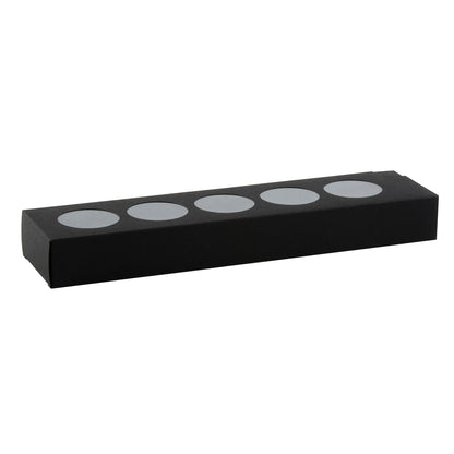 Valentino Rectangle Black Paper Macaron Box - Holds 5 Macarons - 12" x 3" x 1 1/2" - 100 count box