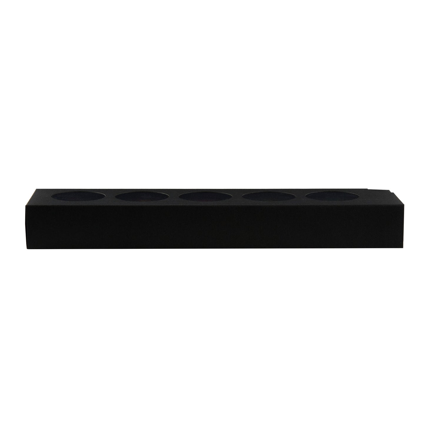Valentino Rectangle Black Paper Macaron Box - Holds 5 Macarons - 12" x 3" x 1 1/2" - 100 count box
