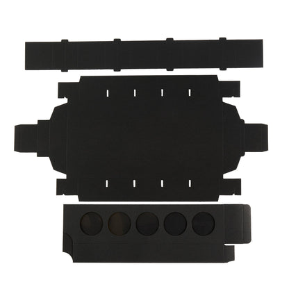 Valentino Rectangle Black Paper Macaron Box - Holds 5 Macarons - 12" x 3" x 1 1/2" - 100 count box