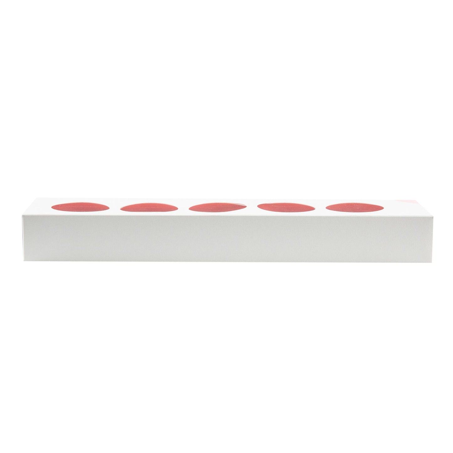 Valentino Rectangle White and Pink Paper Macaron Box - Holds 5 Macarons - 12" x 3" x 1 1/2" - 100 count box