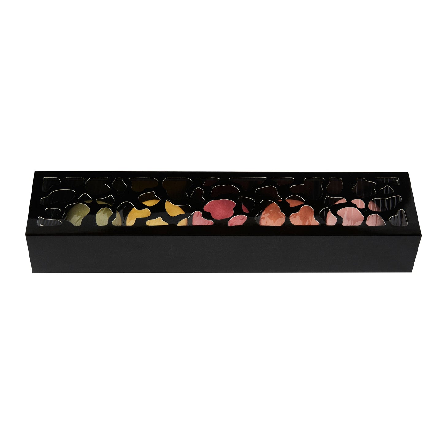 Sentiero Rectangle Black Paper Macaron Box - Holds 5 Macarons - 10" x 2 1/4" x 1 1/2" - 100 count box