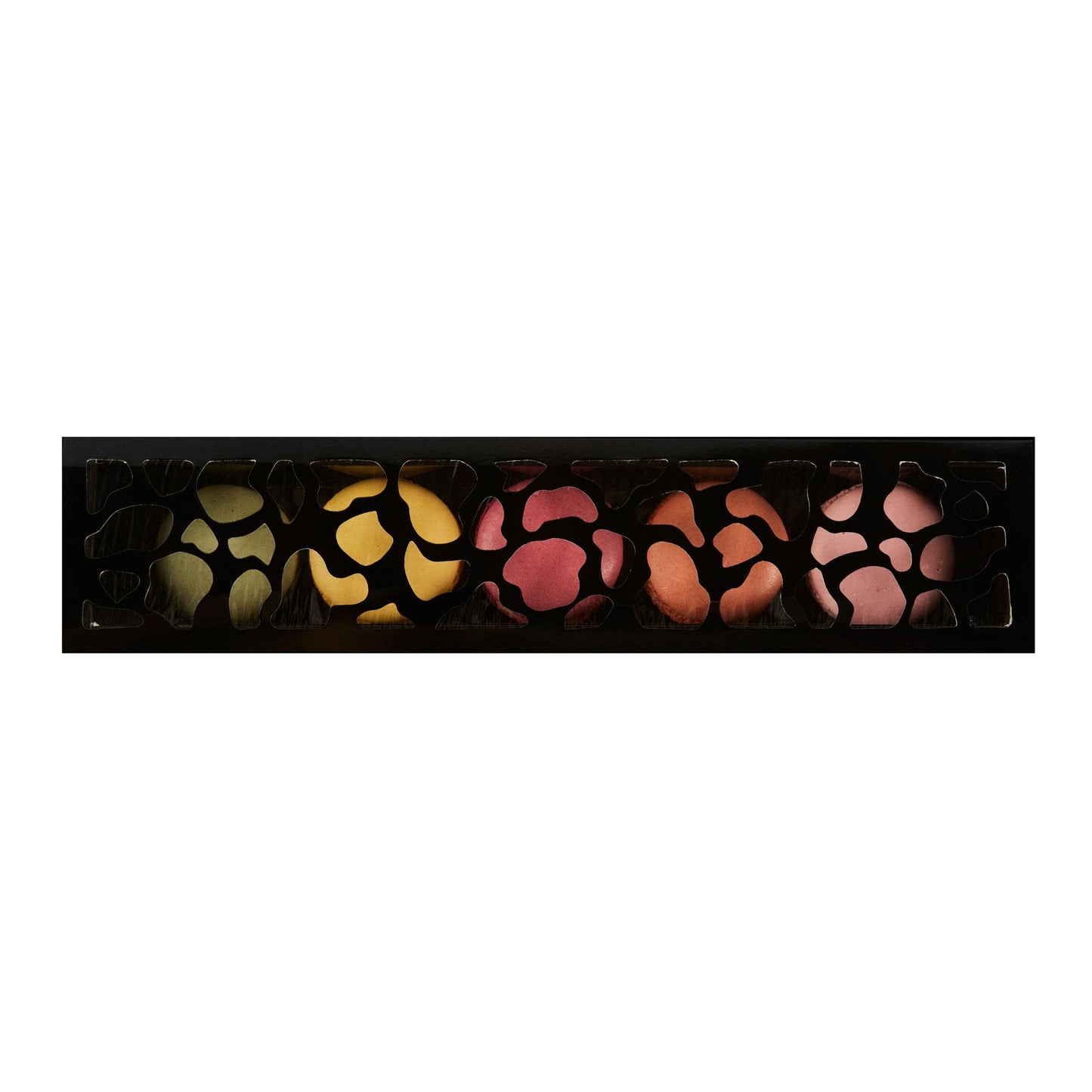 Sentiero Rectangle Black Paper Macaron Box - Holds 5 Macarons - 10" x 2 1/4" x 1 1/2" - 100 count box
